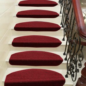 Bordo Bukle Kendinden Yapışkanlı Merdiven Basamak Paspası/Halısı